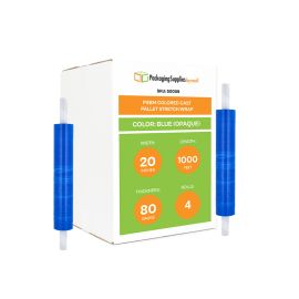 Colored Cast Pallet Stretch Wrap Blue Opaque 4 Qty