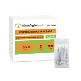 Hang Hole Poly Bags 1000 Qty 6 x 9 Inch