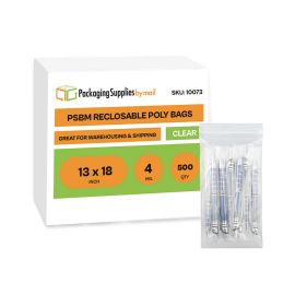 Reclosable Poly Bags 500 Qty 13 x 18 Inch 4 Mil