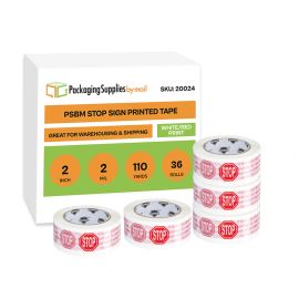 White Red Stop Sign Printed Tape 36 Qty